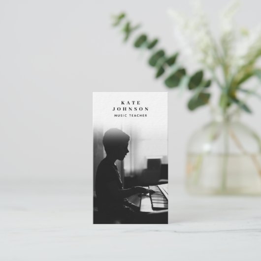 Muziek Leraar Muzikant Foto Sociale Media QR Code Visitekaartje (Staand voorkant)