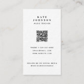 Muziek Leraar Muzikant Foto Sociale Media QR Code Visitekaartje (Achterkant)
