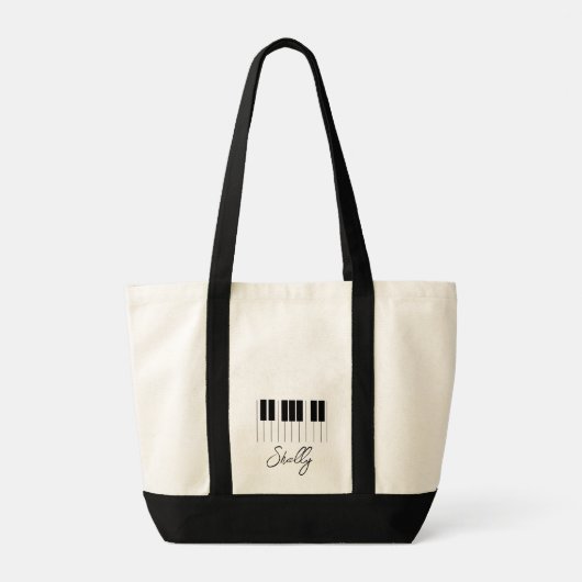 Muziek Leraar Piano Student Toetsenbord Naam Tote Bag (Achterkant)