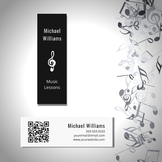 Muziek Leraar QR code Treble Clef Symbool Mini Visitekaartje