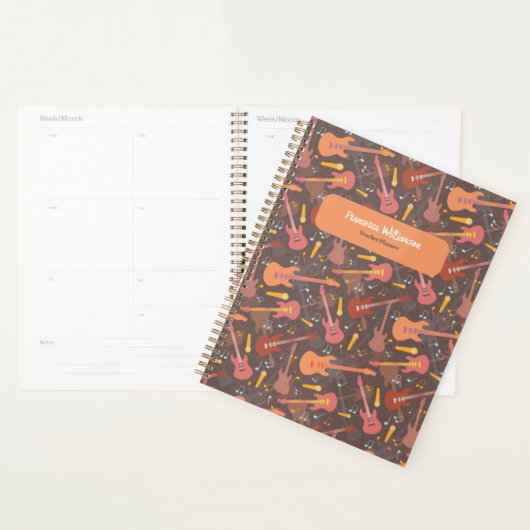 Muziek Leraar Retro Gitaren Leuk Schooljaar Planner (Display)