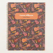Muziek Leraar Retro Gitaren Leuk Schooljaar Planner (Voorkant)