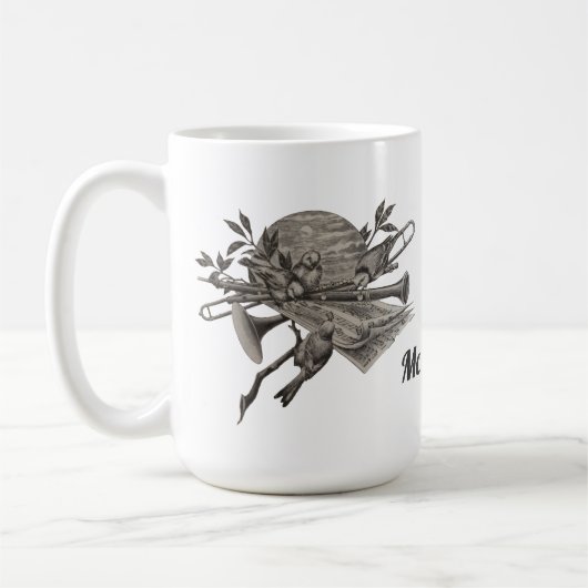 Muziek Leraar  Schetsinstrumenten Dank u Koffiemok (Links)