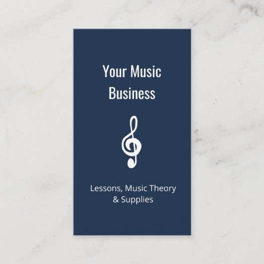 Muziek Leraar Treble Clef QR code Marine Blauw Visitekaartje (Voorkant)