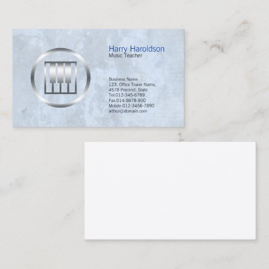 Muziek Leraar Vet Piano Keys Icon Visitekaartje (Voorkant / Achterkant)