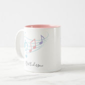 Muziek Leraar Waardering Treble Clef Muzieknoten Tweekleurige Koffiemok (Voorkant links)