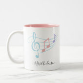 Muziek Leraar Waardering Treble Clef Muzieknoten Tweekleurige Koffiemok (Links)