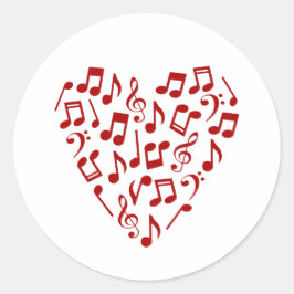 Muziek Liefde Hart van Muziek Noten Ronde Sticker