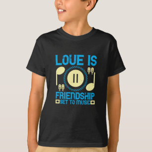 Muziek - Liefde is een vriendschap dat op muziek i T-shirt