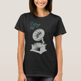 Muziek Liefde Oude School Grammofoon T-shirt