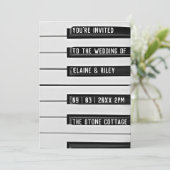 Muziek=Liefde Piano Toetsen Trouw Uitnodiging (Staand voorkant)