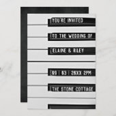 Muziek=Liefde Piano Toetsen Trouw Uitnodiging (Voorkant / Achterkant)