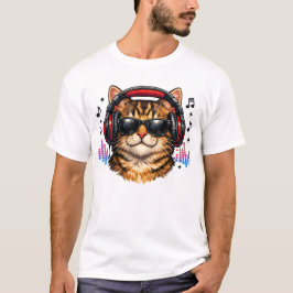 Muziek Liefhebber Kat Met Hoofdtelefoon T-shirt