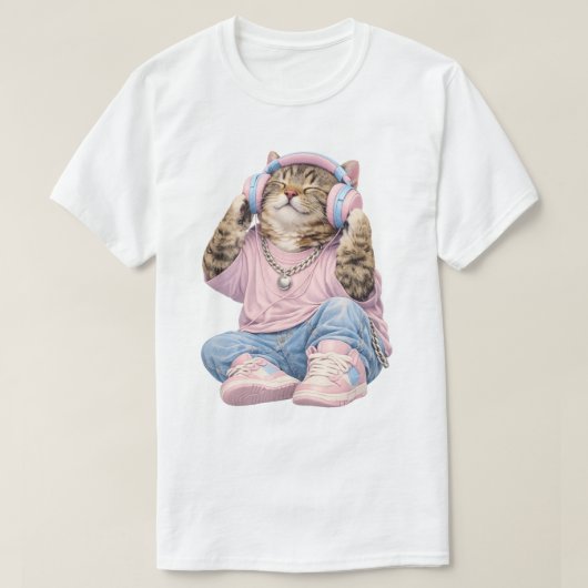 Muziek Liefhebber Kat Tee T-shirt (Design voorkant)