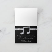 Muziek Liefhebbers Diamant Glans op Zwarte Bruilof Bedankkaart (Binnen)