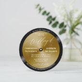 Muziek LP  Vinyl Goud Wit Modern Wedding Kaart (Staand voorkant)