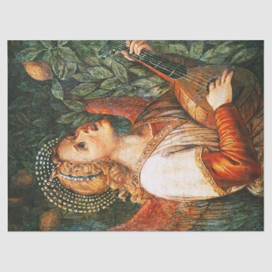 MUZIEK MAAKT CHRISTMAS ANGEL Mandolin Player Tissuepapier (Voorkant)