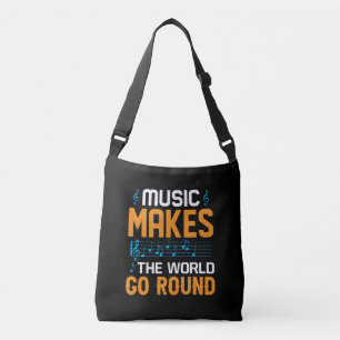 Muziek maakt de wereld draaiend crossbody tas