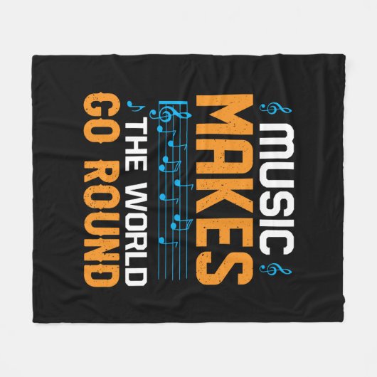 Muziek maakt de wereld draaiend fleece deken (Voorkant (Horizontaal))