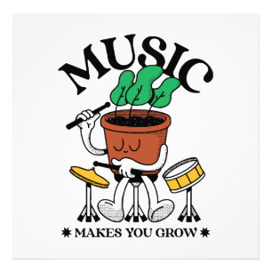 Muziek Maakt Je Groei Plant Drummer Foto Afdruk