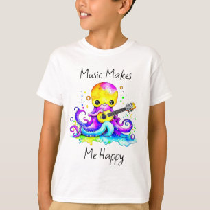 Muziek maakt me blij Octopus speelt gitaar T-shirt