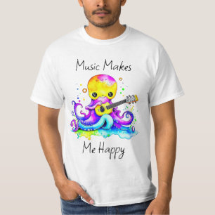 Muziek maakt me blij Octopus speelt gitaar T-shirt