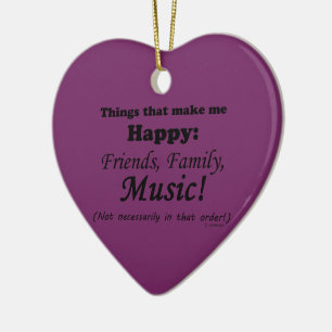 Muziek maakt me gelukkig keramisch ornament