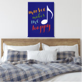 " muziek maakt me gelukkig " kleurdecor canvas afdruk (Insitu (Slaapkamer))
