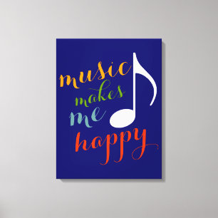 " muziek maakt me gelukkig " kleurdecor canvas afdruk