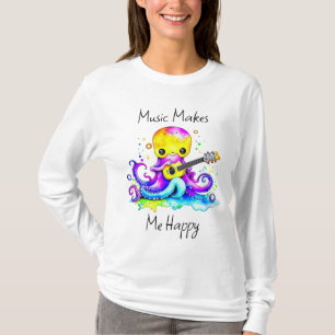 Muziek Maakt Me Gelukkig Octopus die Gitaar Spee T-shirt