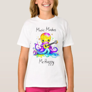 Muziek Maakt Me Gelukkig   Octopus die Gitaar Spee T-shirt