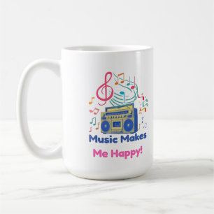 Muziek Maakt Me Gelukkig Retro Boombox Kleurrijke Koffiemok
