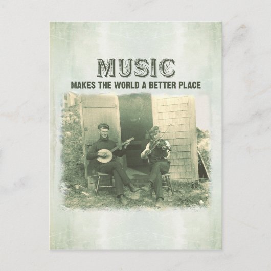 Muziek maakt van de wereld een betere plaats  foto briefkaart (Voorkant)