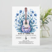 Muziek Magic Blauwe Gitaar Jongen Verjaardag Kaart (Staand voorkant)