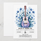 Muziek Magic Blauwe Gitaar Jongen Verjaardag Kaart (Voorkant / Achterkant)