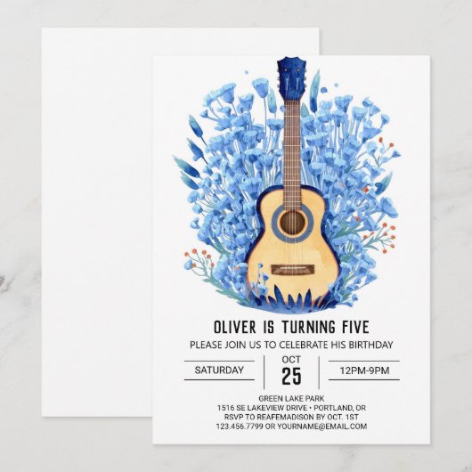 Muziek Magic Chord gitaar jongen verjaardag Kaart (Voorkant / Achterkant)