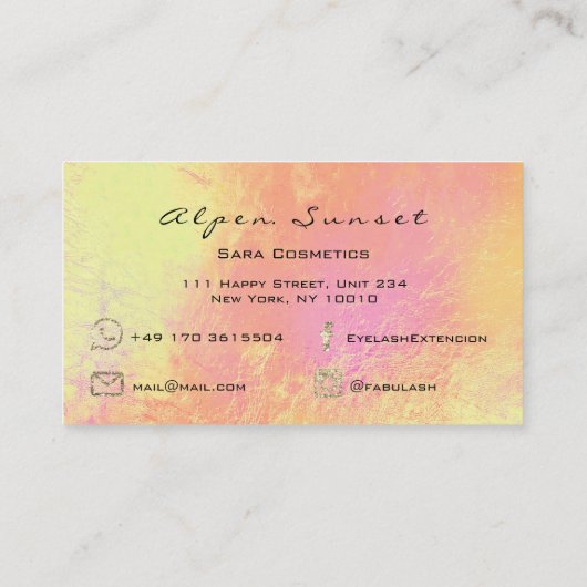 Muziek Make-up Lash Peach Roos Gold Metallic Sunse Visitekaartje (Achterkant)