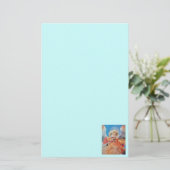 MUZIEK MAKEN CHRISTMAS ANGEL Blauwgroen blauw Briefpapier (Staand voorkant)