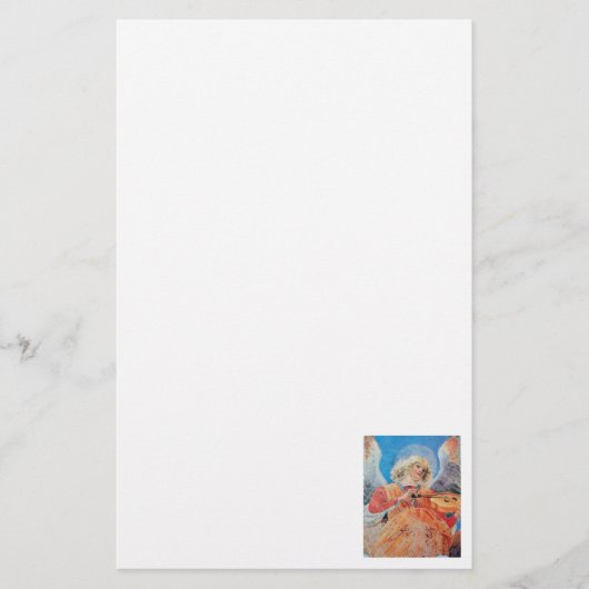 MUZIEK MAKEN CHRISTMAS ANGEL Blue White Briefpapier (Voorkant)