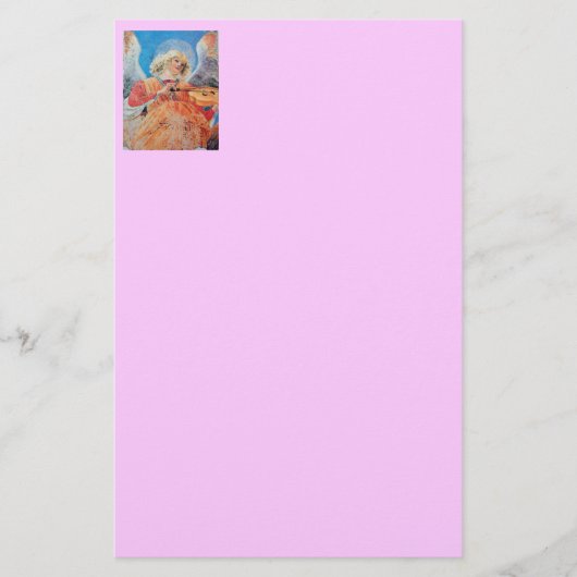 MUZIEK MAKEN CHRISTMAS ANGEL Roze Lila Briefpapier (Voorkant)