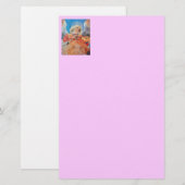 MUZIEK MAKEN CHRISTMAS ANGEL Roze Lila Briefpapier (Voorkant / Achterkant)