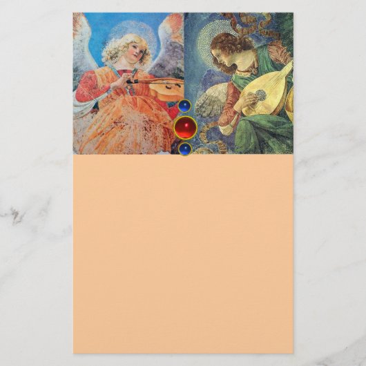 MUZIEK MAKEN CHRISTMAS ANGELS, Blue Peach Briefpapier (Voorkant)