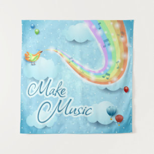 Muziek maken, digitale kunst wandkleed