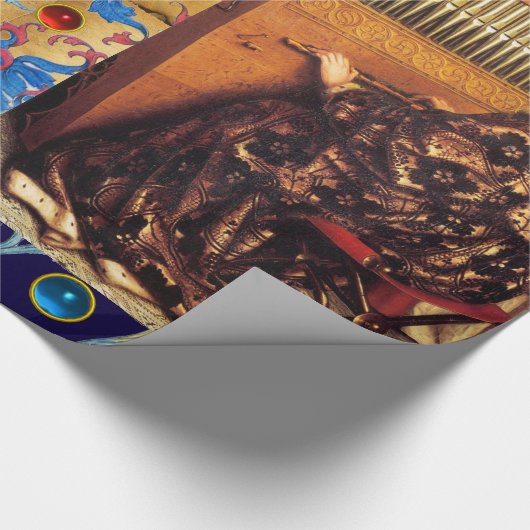 MUZIEK MAKEN ENGELEN BLOEMEN KERST PERKAMENT CADEAUPAPIER (Hoek)