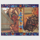 MUZIEK MAKEN ENGELEN BLOEMEN KERST PERKAMENT CADEAUPAPIER (Vlak)