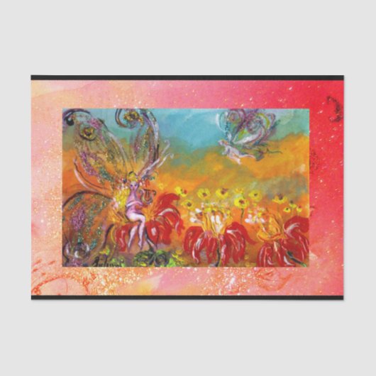 MUZIEK MAKEN FLOWER FAIRY Floral Fantasy Roze Tissuepapier (Voorkant)