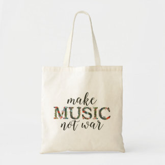 Muziek maken, geen oorlogsflorale tote bag