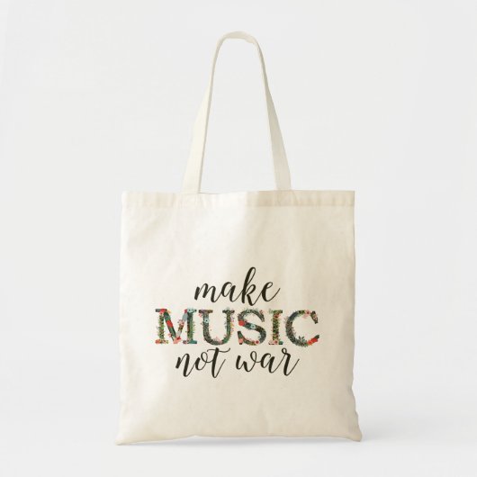 Muziek maken, geen oorlogsflorale tote bag (Voorkant)