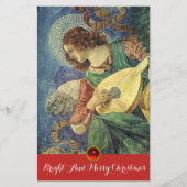 MUZIEK MAKEN KERST ANGEL Lute Speler Briefpapier (Voorkant)
