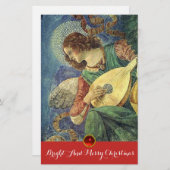 MUZIEK MAKEN KERST ANGEL Lute Speler Briefpapier (Voorkant / Achterkant)
